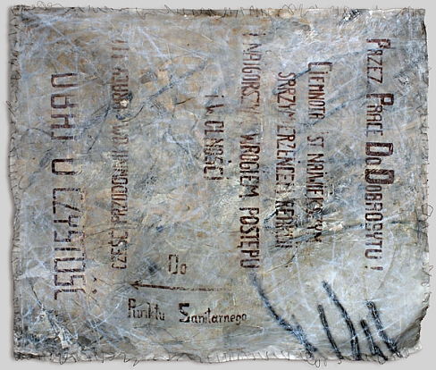 Renata Micherda-Jarodzka, Do punktu sanitarnego, akryl, papier, 190 x 157 cm